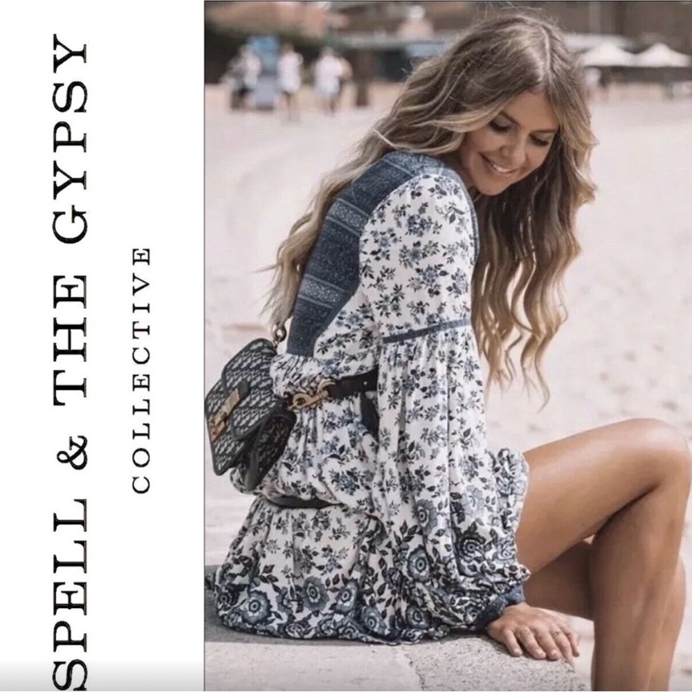 Spell & The Gypsy Elle Boho Mini Dress Indigo